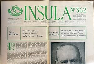 Ínsula. Revista Bibliográfica de Ciencias y Letras, nº362, año XXXII, 1977. Un texto rescatado de...