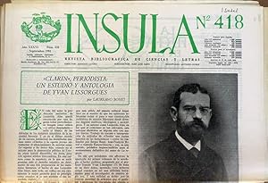 Ínsula. Revista Bibliográfica de Ciencias y Letras, nº 418, año XXXVI, 1981. Clarín periodista: u...