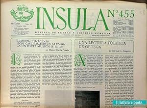 Ínsula. Revista Bibliográfica de Ciencias y Letras, nº 455, año XXXIX, 1984. Cernuda y Garcilaso....