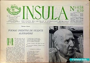 Ínsula. Revista Bibliográfica de Ciencias y Letras, nº 456-57, año XL, 1985. Vicente Aleixandre (...