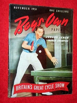 Bild des Verkufers fr Boy's Own Paper. Vol 74, No.2. November 1951. Magazine includes Johnny Leach on Table Tennis, the Earls Court Cycle Show. zum Verkauf von Tony Hutchinson