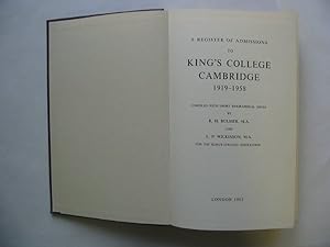 Imagen del vendedor de A REGISTER OF ADMISSIONS TO KING'S COLLEGE CAMBRIDGE 1919-1958 a la venta por Stella & Rose's Books, PBFA