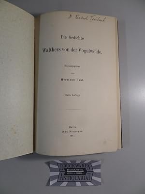 Bild des Verkufers fr Die Gedichte Walthers von der Vogelweide. zum Verkauf von Druckwaren Antiquariat