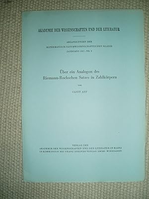 Seller image for ber ein Analogon des Riemann-Rochschen Satzes in Zahlkrpern for sale by Expatriate Bookshop of Denmark