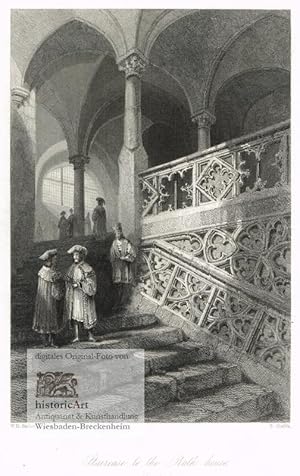 Staircase to the Rath-house. Rathisbon. Ansicht des Treppenhauses im alten Rathaus von Regensburg...