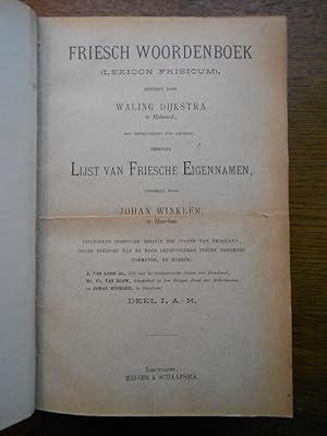 Bild des Verkufers fr Friesch Woordenboeck (lexicon friscum). Deel I-III (Aflevering 1-25). zum Verkauf von Librairie Le Trait d'Union sarl.