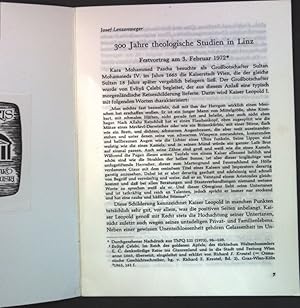 Bild des Verkufers fr 300 Jahre theologische Studien in Linz; Sonderdruck aus Der einfache Mensch in Kirche und Theologie; zum Verkauf von books4less (Versandantiquariat Petra Gros GmbH & Co. KG)