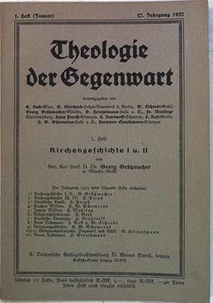 Bild des Verkufers fr Kirchengeschichte I u. II; Theologie der Gegenwart, 1. Heft zum Verkauf von books4less (Versandantiquariat Petra Gros GmbH & Co. KG)