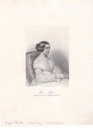 Marie Bayer-Bürck (1820-1910), Stahlstich um 1850 von A.H. Payne nach C. Naumann, Blattgröße: 23 ...