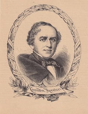 Conradin Kreutzer (1780-1849), Holzstich um 1860 mit Portrait des Komponisten in Kranz, Blattgröß...