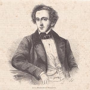 Mendelssohn-Bartholdy (1809-1847), Holzstich um 1860 mit Brustbild des Komponisten, Blattgröße: 1...