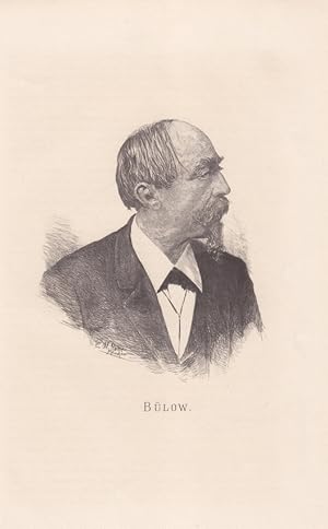 Hans von Bülow (1830-1894), seltene Radierung um 1880 von W. Rohr, Blattgröße: 21 x 13 cm, reine ...