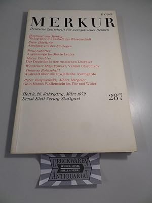 Bild des Verkufers fr Merkur - Deutsche Zeitschrift fr europisches Denken #287 - Heft 3, 26 Jahrgang,Mrz 1972. zum Verkauf von Druckwaren Antiquariat