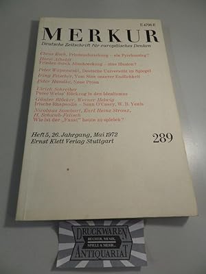 Bild des Verkufers fr Merkur - Deutsche Zeitschrift fr europisches Denken #289 - Heft 5, 26 Jahrgang, Mai 1972. zum Verkauf von Druckwaren Antiquariat