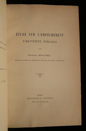 Seller image for ETUDE SUR L'EMPCHEMENT D' HONNTETE PUBLIQUE . for sale by Librairie Franck LAUNAI