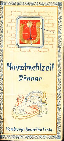 Hauptmahlzeit - Dinner. An Bord des Dampfersr "Deutschland". Donnerstag den 19. März 1931. Speise...