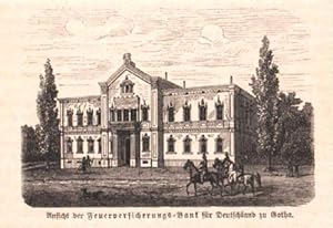 Imagen del vendedor de Ansicht der Feuerversicherungs-Bank fr Deutschland in Gotha. Holzstich . a la venta por Antiquariat Heinz Tessin