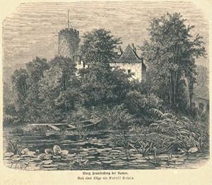 Bild des Verkufers fr Burg Frankenberg bei Aachen. Holzstich nach einer Skizze von Rudolf Scipio. zum Verkauf von Antiquariat Heinz Tessin
