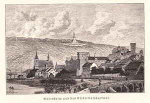 Bild des Verkufers fr und das Niederwalddenkmal. Holzstich aus einem illustrierten Buch. zum Verkauf von Antiquariat Heinz Tessin