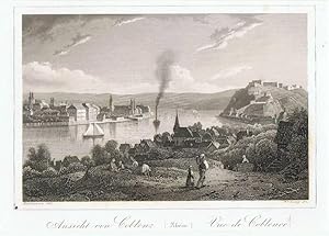 Koblenz ( Coblenz ), Ansicht von. Stahlstich.