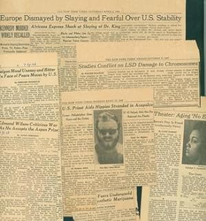 American Newpaper Clippings from 1967-1968 focused on the Counter-Culture, Drugs, Literature, Vie...