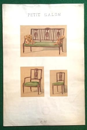 Three original watercolour designs for chairs by Schmit & Co., Rue de Charonne, Paris
