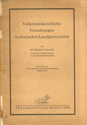 Imagen del vendedor de Volkstumskundliche Forschungen in deutschen Landgemeinden. a la venta por Versandantiquariat Boller