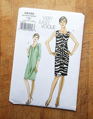 V0GUE SEWING PATTERN V8486: VERY EASY VOGUE: Misses' Dress: SIZES (14-16-18-20)