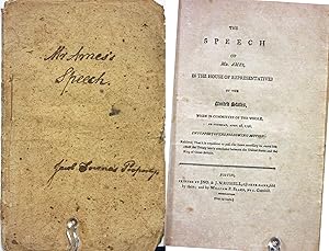 Immagine del venditore per THE SPEECH OF MR. AMES IN THE HOUSE OF REPRESENTATIVES OF THE UNITED STATES ON THURS, APRIL 28 1796; MOTION. Resolved. Carry Into Effect the Treaty Lately Concluded between the United States and the King of Great Britain venduto da Nick Bikoff, IOBA