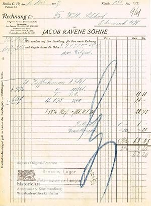 Image du vendeur pour Jacob Raven Shne. Rechnung ber Kaffeebrenner Berlin 1917 mis en vente par historicArt Antiquariat & Kunsthandlung