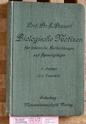Bild des Verkufers fr Biologische Notizen fr botanische Beobachtungen auf Spaziergngen. zum Verkauf von Baues Verlag Rainer Baues 