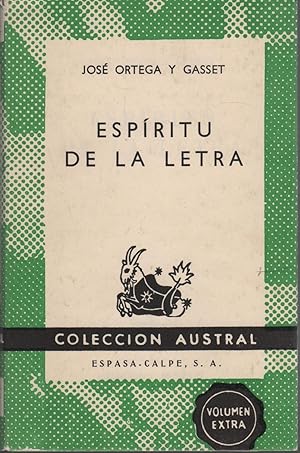 Seller image for ESPIRITU DE LA LETRA.Comentarios a libros o estudios que su publicacion llevo a su meditacion en 1926. for sale by Librera Hijazo