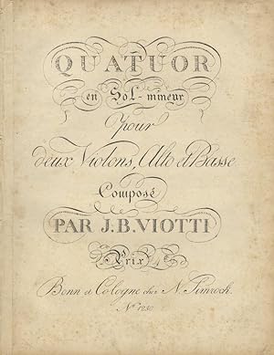 Immagine del venditore per [W. IIa, 1]. Quatuor en Sol-mineur [Parts] pour deux Violons, Alto et Basse venduto da J & J LUBRANO MUSIC ANTIQUARIANS LLC