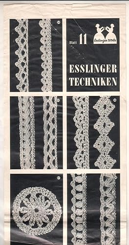 Esslinger Techniken Blatt 11 - Esslinger Wolle. Einzelblatt, Front mit 5 vorgestellten Techniken ...