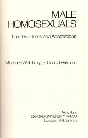 Seller image for Male Homosexuals : Their Problems and Adaptations for sale by Michael Moons Bookshop, PBFA