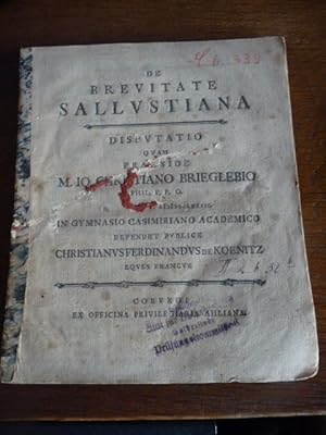 De brevitate Sallustiana disputatio