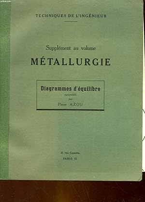 Seller image for SUPPLEMENT AU VOLUME METALLURGIE - DIAGRAMME D'EQUILIBRE for sale by Le-Livre