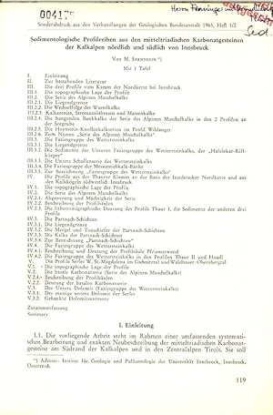 Imagen del vendedor de Sedimentologisdie Profilreihen aus den mitteltriadischen Karbonatgesteinen der Kalkalpen nrdlich und sdlich von Innsbruck. Sonderabdruck aus den Verhandlungen der Geologischen Bundesanstalt 1965, Heft 1/2. a la venta por Antiquariat Bookfarm