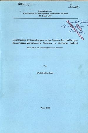 Imagen del vendedor de Lithologische Untersuchungen an den Sanden der Kirchberger-Karnerberger-Zwischenserie (Pannon C, Steirisdies Becken). Sonderdruck aus Mitteilungen der Geologischen Gesellschaft in Wien, 60. Band, 1967. a la venta por Antiquariat Bookfarm