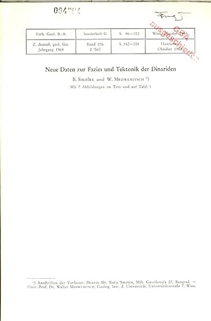 Seller image for Neue Daten zur Fazies und Tektonik der Dinariden. Verh. Geol. B.-A., Sonderheft G, S. 86-102, Wien, Oktober 1965. Z. deutsch, geol. Ges., Jahrgang 1964, Band 116 2. Teil, S. 342-358, Hannover, Oktober 1965. for sale by Antiquariat Bookfarm