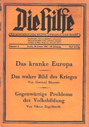 Imagen del vendedor de Die Hilfe. Wochenschrift fr Politik, Literatur und Kunst. 37. Jahrgang, Nummer 4. a la venta por Antiquariat Heinz Tessin