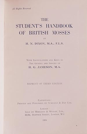 Seller image for The student's handbook of British mosses for sale by Acanthophyllum Books