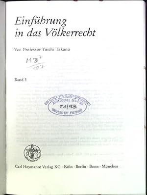 Bild des Verkufers fr Einfhrung in das Vlkerrecht; Band 3 Japanisches Recht; 25 zum Verkauf von books4less (Versandantiquariat Petra Gros GmbH & Co. KG)