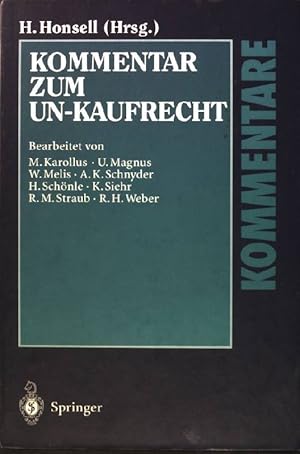 Image du vendeur pour Kommentar zum UN-Kaufrecht: bereinkommen der Vereinten Nationen ber Vertrge ber den internationalen Warenkauf (CISG). Kommentare mis en vente par books4less (Versandantiquariat Petra Gros GmbH & Co. KG)