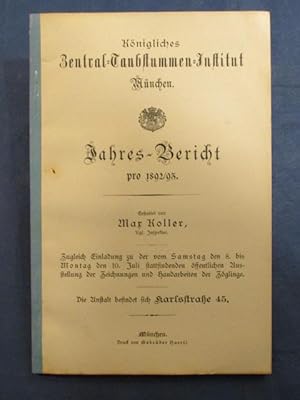 Jahres-Bericht pro 1892/93. Erstattet von Max Koller.