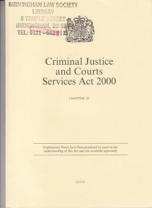 Imagen del vendedor de Criminal Justice and Court Services Act 2000 (Public General Acts - Elizabeth II) a la venta por *bibliosophy*