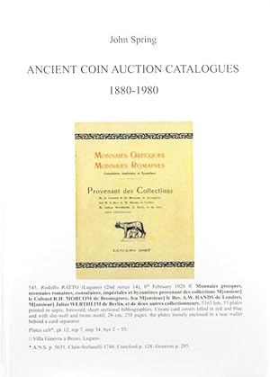ANCIENT COIN AUCTION CATALOGUES 1880-1980