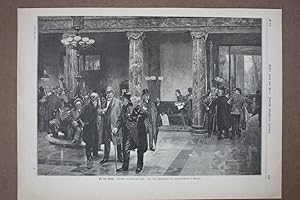 An der Börse, Kredit, Aktie, Bank, Holzstich um 1885 nach dem Gemälde von Ferdinand Brütt, Blattg...