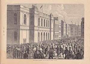 Vor der Börse in Hamburg, Holzstich um 1870 nach einer Skizze von I. Puschkin, Blattgröße: 21,5 x...