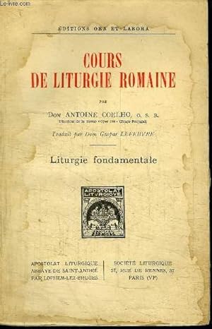 Imagen del vendedor de COURS DE LITURGIE ROMAINE a la venta por Le-Livre